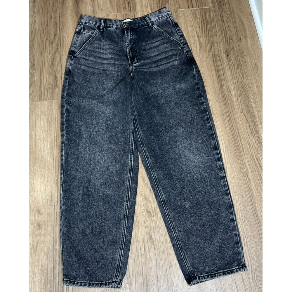 NWOT Chelsea & Violet Size 28 Black‎ Wash High Rise Barrel Leg Jeans Y2K